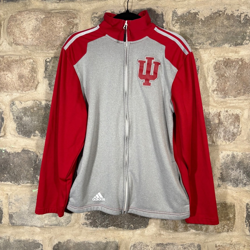 Adidas Indiana Hoosiers Jacket Full Zip ClimaWarm‎ Red Gray Small Athletic